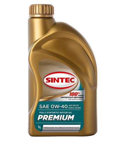 322777 SINTEC PREMIUM SAE 0W-40 API SP/CF ACEA A3/B4 1л масло моторное синтетическое