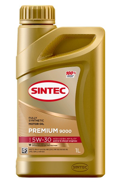 600102 SINTEC PREMIUM 9000 SAE 5W-30 API SL/CF ACEA А3/В4 1л масло моторное синтетическое