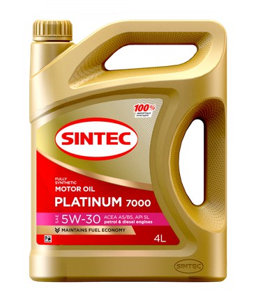 600158 SINTEC PLATINUM 7000 SAE 5W-30 API SL ACEA A5/B5 4л масло моторное синтетическое