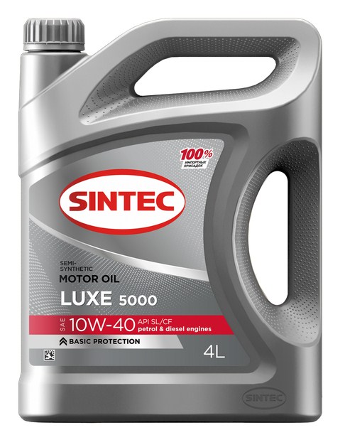 600232 SINTEC LUXE 5000 SAE 10W-40 API SL/CF 4л масло моторное полусинтетическое
