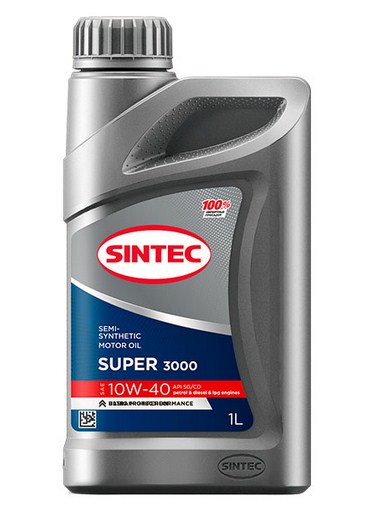 600239 SINTEC Super 3000 SAE 10W-40 API SG/CD 1л масло моторное полусинтетическое
