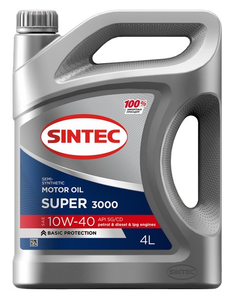 600240 SINTEC Super 3000 SAE 10W-40 API SG/CD 4л масло моторное полусинтетическое