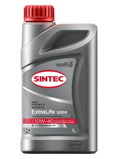 600251 SINTEC EXTRALIFE 5000 SAE 10W-40 API SL/CF ACEA A3/B4 1л масло моторное полусинтетическое