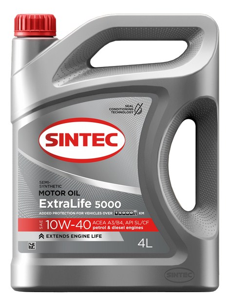 600252 SINTEC EXTRALIFE 5000 SAE 10W-40 API SL/CF ACEA A3/B4 4л масло моторное полусинтетическое
