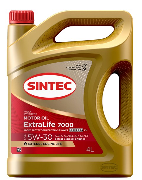 600256 SINTEC EXTRALIFE 7000 SAE 5W-30 API SL/CF ACEA A3/B4 4л масло моторное синтетическое