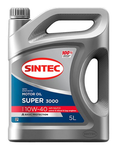 600293 SINTEC Super 3000 SAE 10W-40 API SG/CD 5л масло моторное полусинтетическое