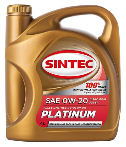 801987 SINTEC PLATINUM SAE 0W-20 ILSAC GF-6 API SP 4л масло моторное синтетическое