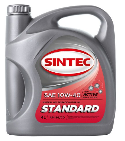 900310 SINTEC STANDARD SAE 10W-40 API SG/CD 4л масло моторное минеральное