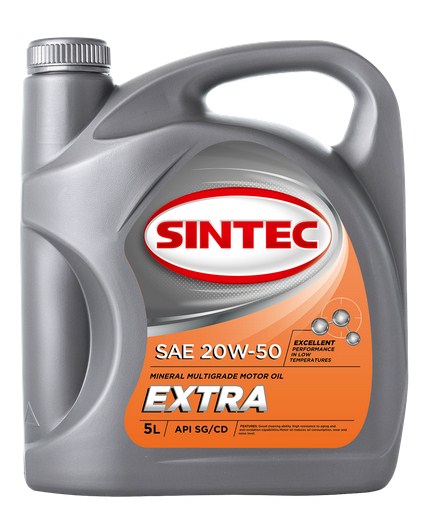 900321 SINTEC EXTRA SAE 20W-50 API SG/CD 5л масло моторное минеральное