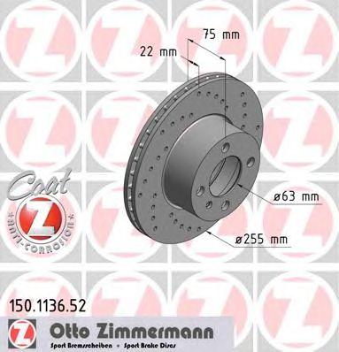 ZIMMERMANN 150113652 Тормозной диск