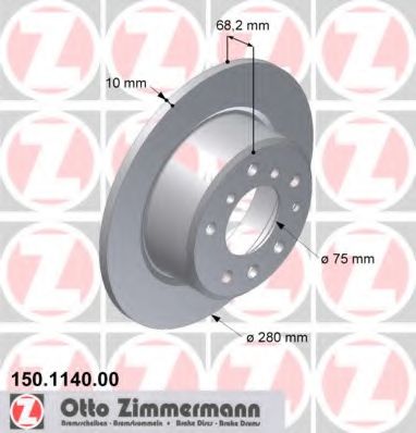 ZIMMERMANN 150114000 Тормозной диск