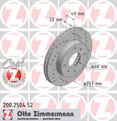ZIMMERMANN 200250452 Тормозной диск
