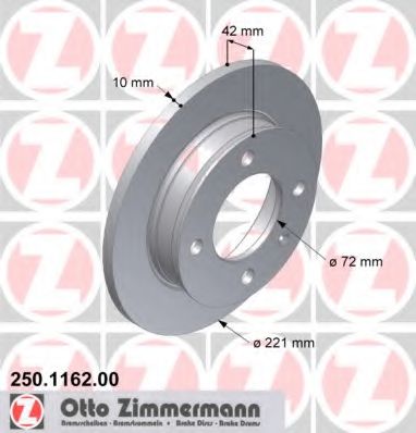 ZIMMERMANN 250116200 Тормозной диск