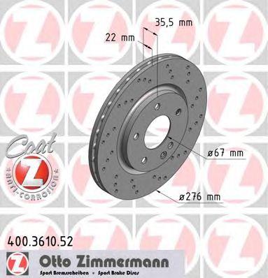 ZIMMERMANN 400361052 Тормозной диск
