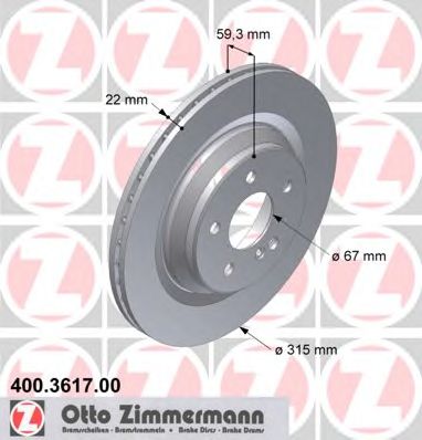 ZIMMERMANN 400361700 Тормозной диск