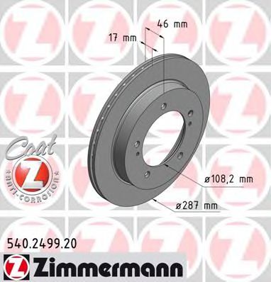 ZIMMERMANN 540249920 Тормозной диск
