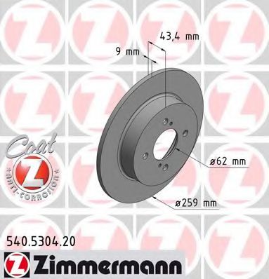ZIMMERMANN 540530420 Тормозной диск