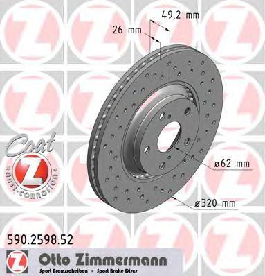 ZIMMERMANN 590259852 Тормозной диск