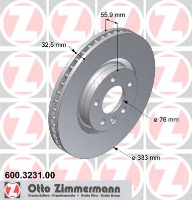 ZIMMERMANN 600323100 Тормозной диск